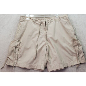 Disney Direct Cargo Shorts Mens Large Tan 100% Cotton Flat Front Drawstring Logo
